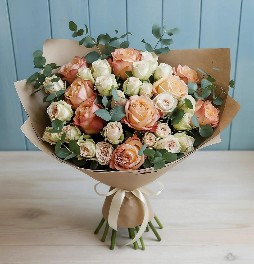 Букет цветов из: Альстромерии и Розы в Лазаревское