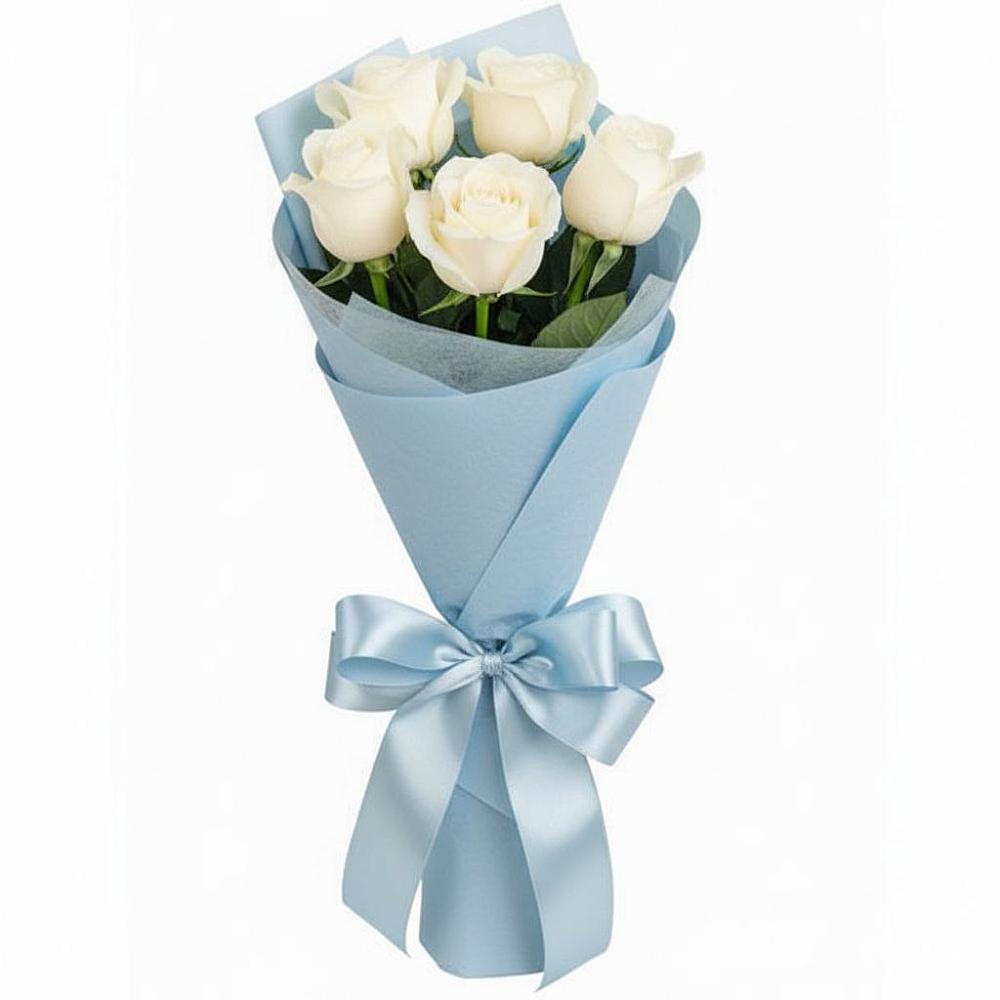 Букет 5 Белых роз Проуд в Лазаревское