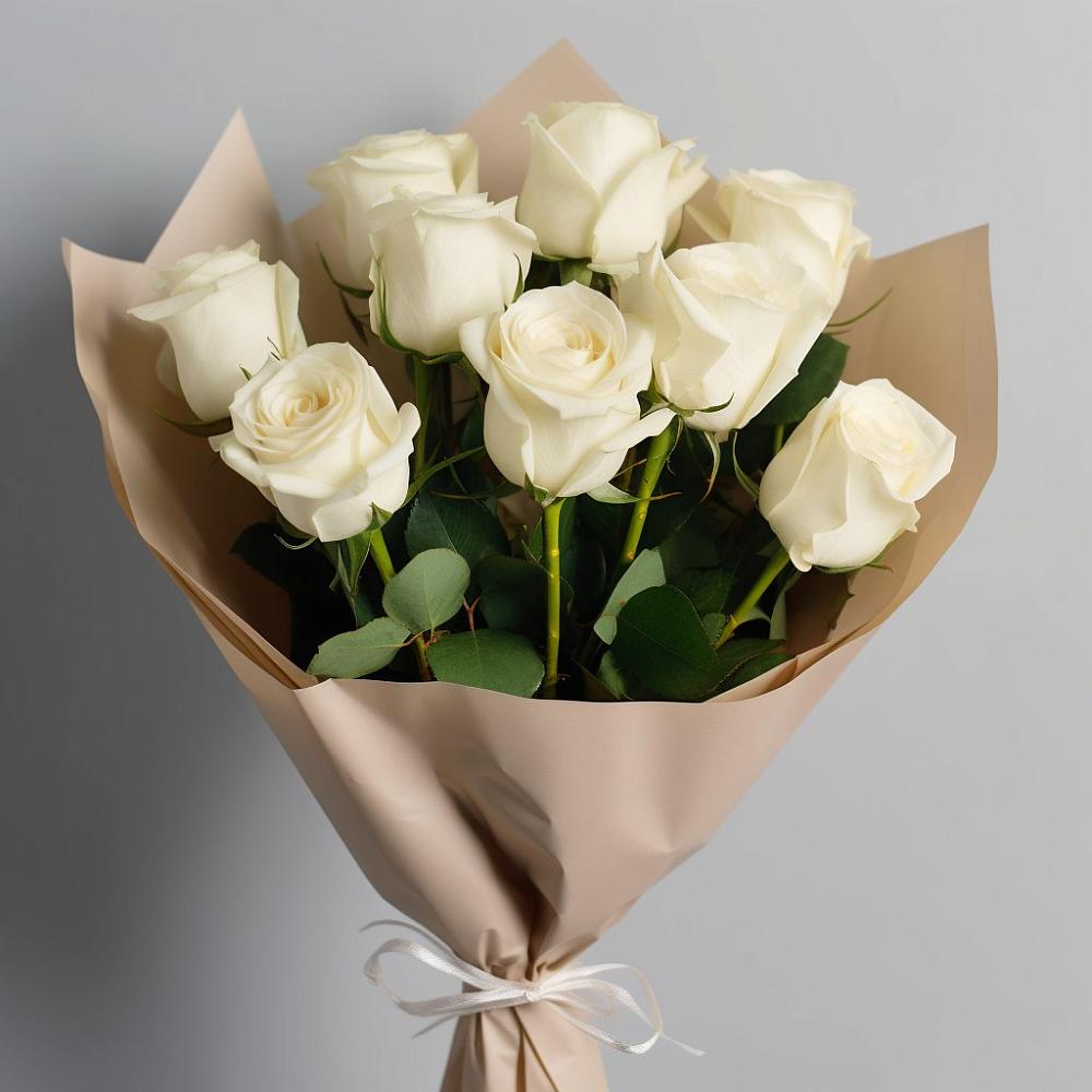 Букет 9 Белых роз Эдлесс Лав в Лазаревское