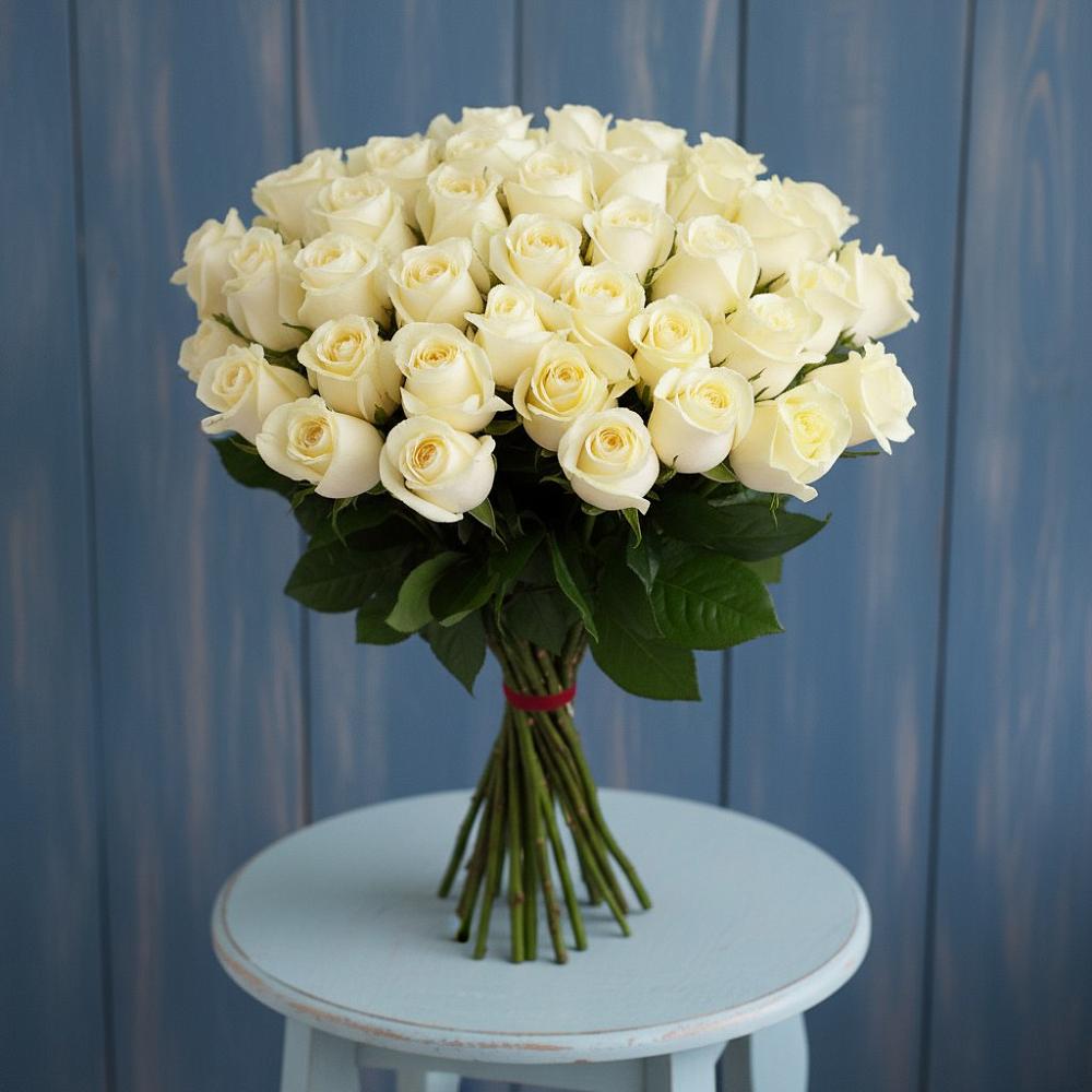 Букет 51 Белая роза Эдлесс Лав в Лазаревское