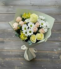 Букет цветов из:  Альстромерии, Розы и Хризантемы в Лазаревское