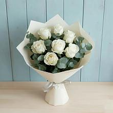Букет Белые розы в Эвкалипте #REPLACE_PRED# Лазаревское